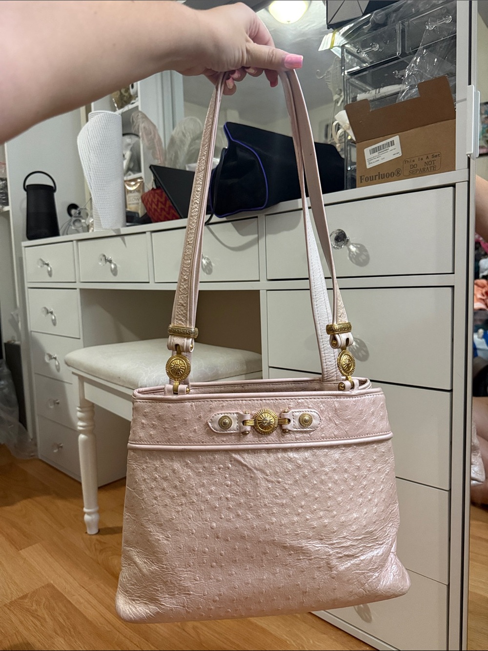๐ Rare Gianni Versace Pink Ostrich Medusa Tote